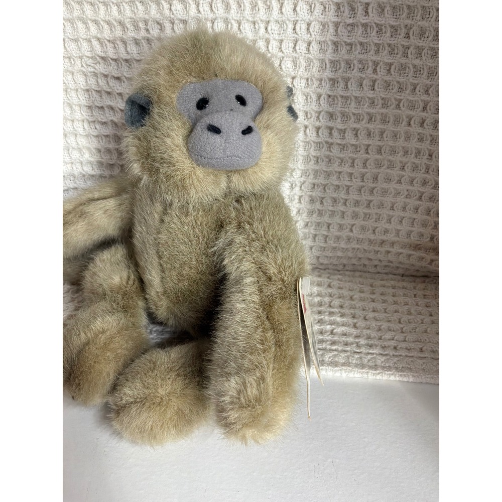 Vintage 1990 Dakin Monkey Gorilla Plush Toy Tan Grey 9"